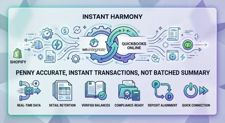 Why choose WeIntegrate for Shopify to QuickBooks Online integration — instant sync with real transaction documents